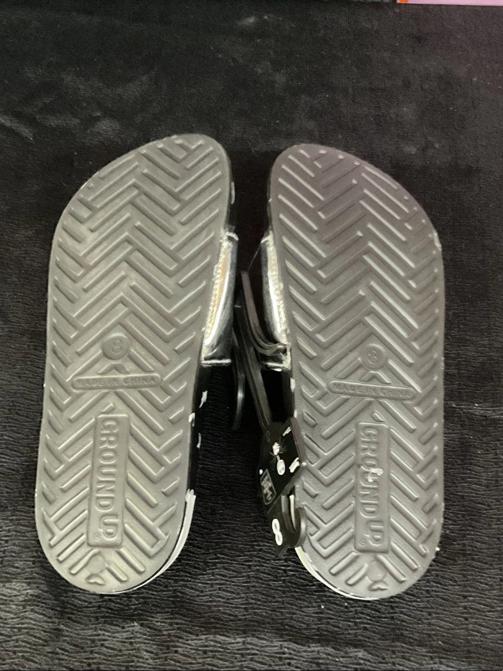 Disney Black Holographic Nightmare Before Christmas Jack & Sally Slide Sandals